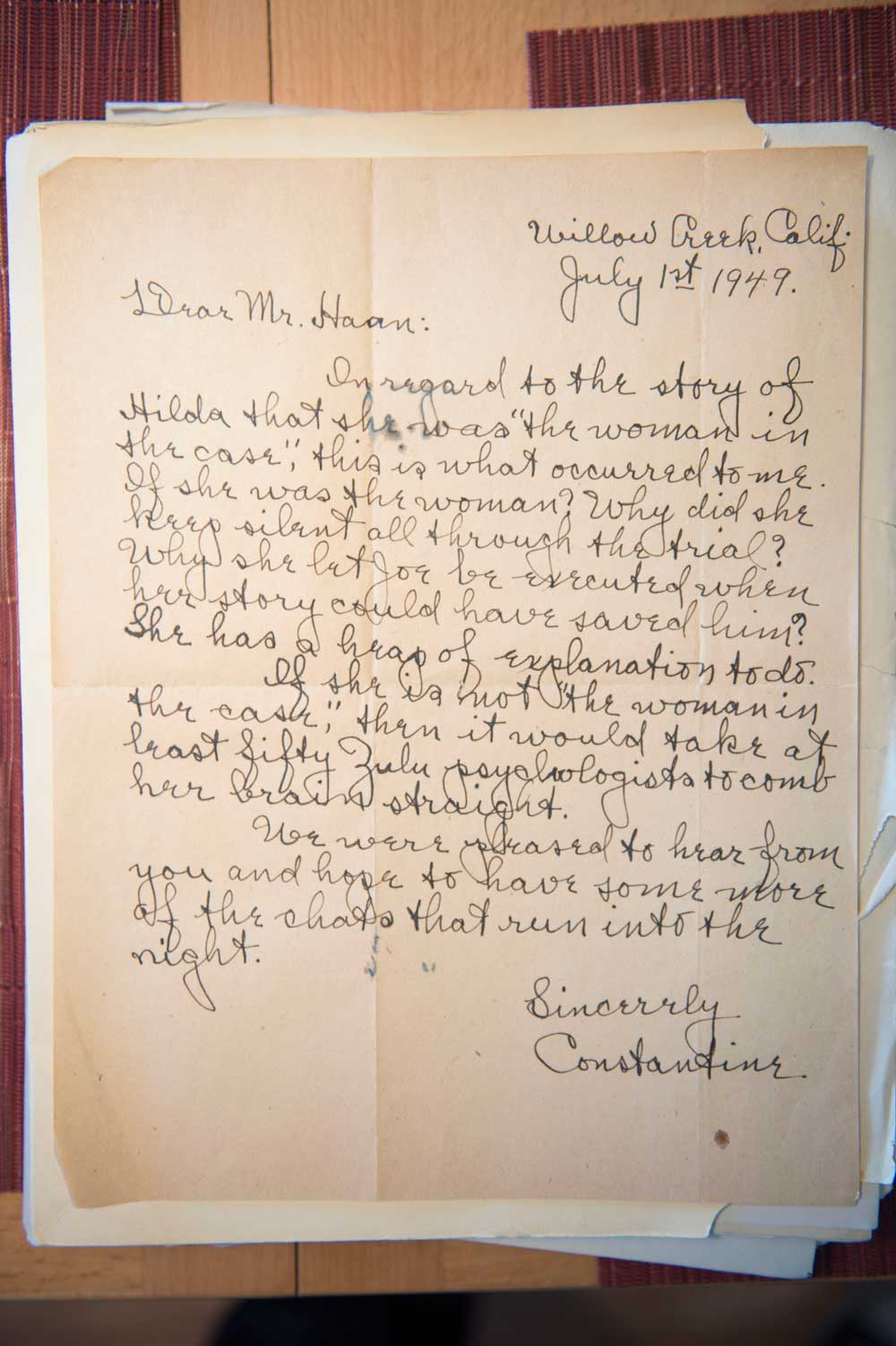 Letter by Constantine Filigno
