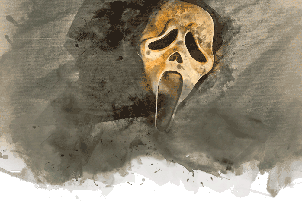 Photo illustration of a scream mask