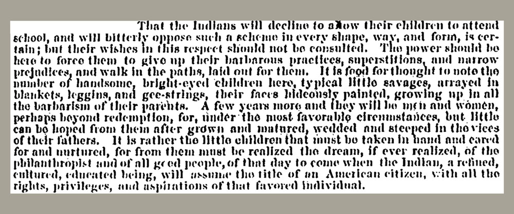 image of text from a 1866 report decribing opposition to the boarding schools