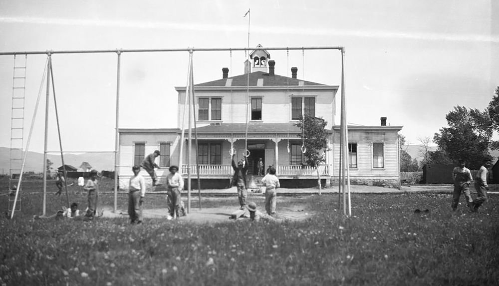 Histroic image of a group of boys playing