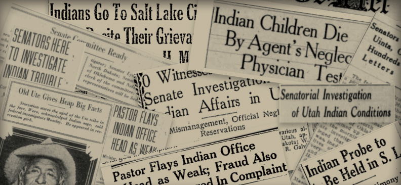 headline clippings from the 1928 Senate investigation